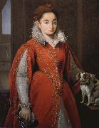 Alessandro Allori With the red dog lady oil painting